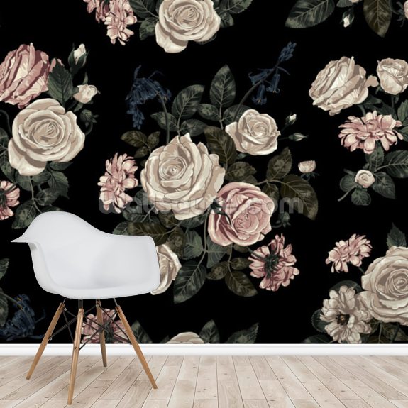 Pastel pink rose wall mural