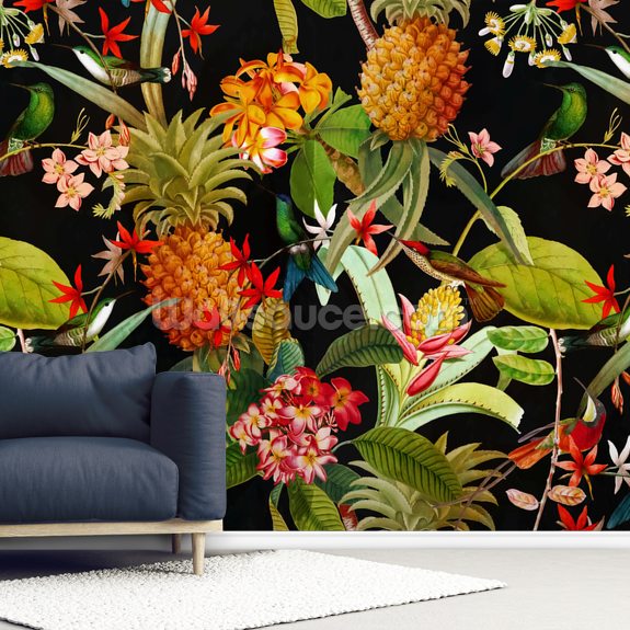 Tropical Pineapples Wallpaper Wallsauce Uk