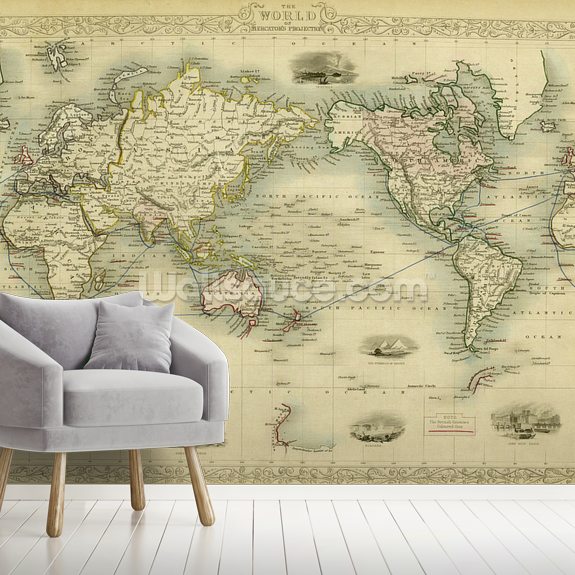 Antique World Map Mural Wallsauce US
