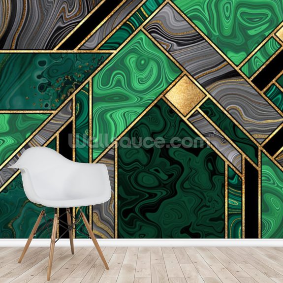 Emerald And Gold Wallpaper Wallsauce No - Art Deco Wallpaper Green And Gold