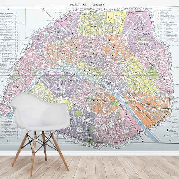 Antique Map of Paris Wall Mural | Wallsauce US