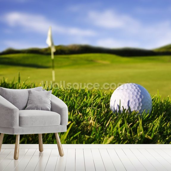Golfball on Course Wall Mural Wallsauce US