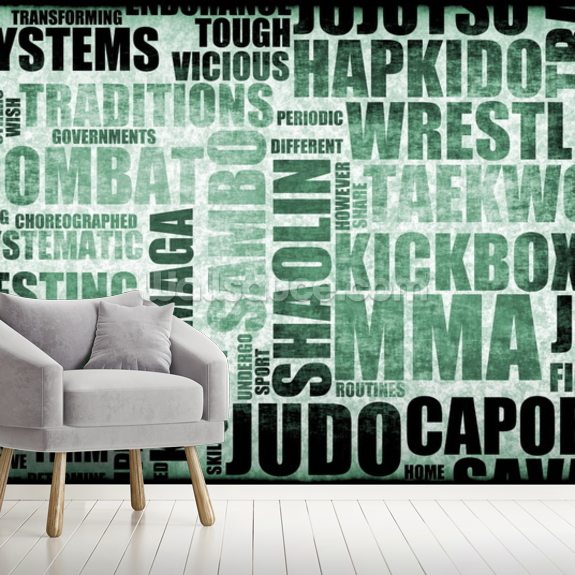Martial Arts Word Typography Wall Mural Wallsauce US