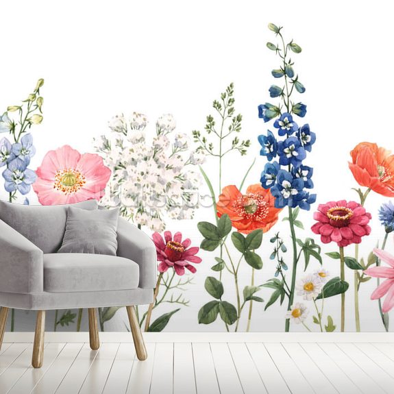 thumbnail image 2 of MyTinyWorld 12th Scale Dolls House Wallpaper – Mixed Pastels Trailing Meadow Flower 2 of 4
