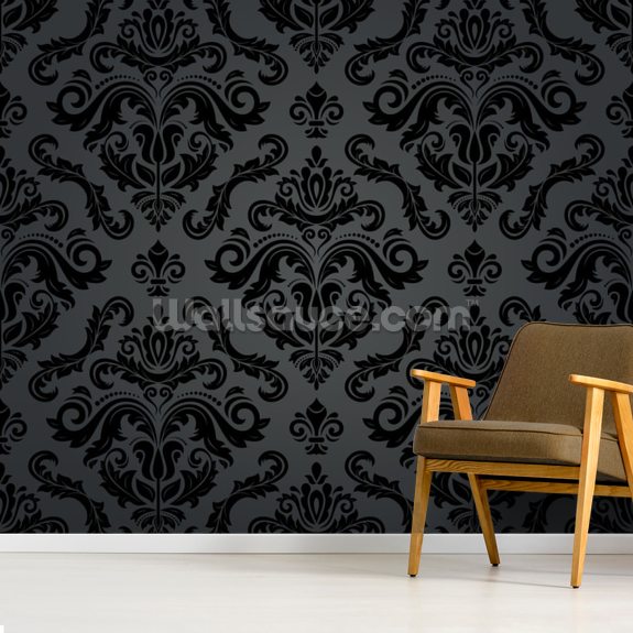 Black Damask Wallpaper | Wallsauce UK