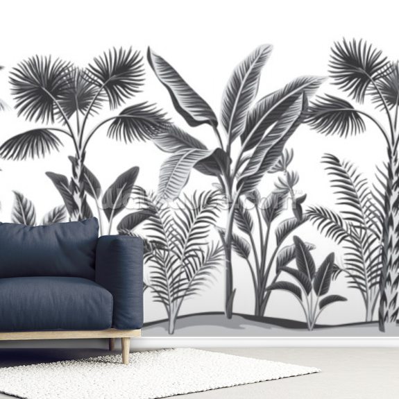 Black And White Jungle Wallpaper