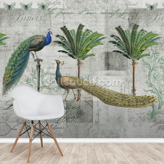 Elegance of Peacocks Wall Mural Wallsauce UK