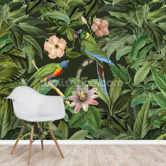 Jungle Parrots Wallpaper | Wallsauce AE