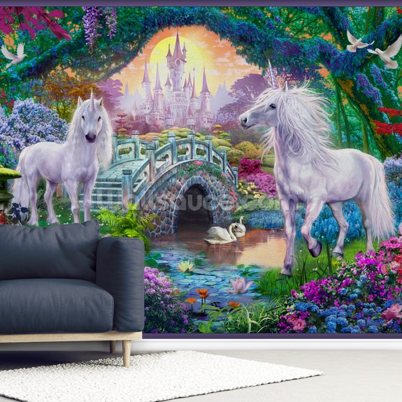Magical Unicorn Kingdom Wall Mural Wallsauce US