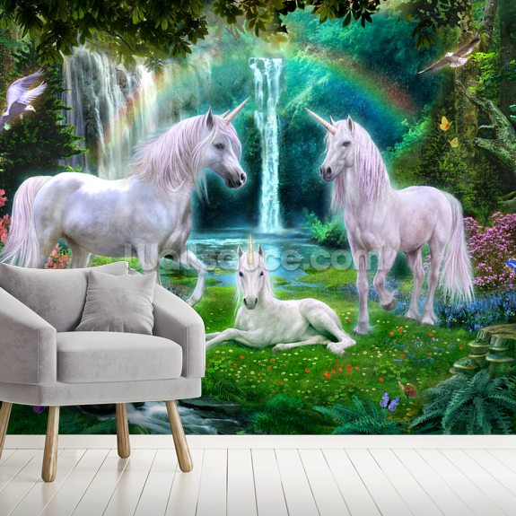 Rainbow Unicorn Family Wallpaper Wallsauce Us