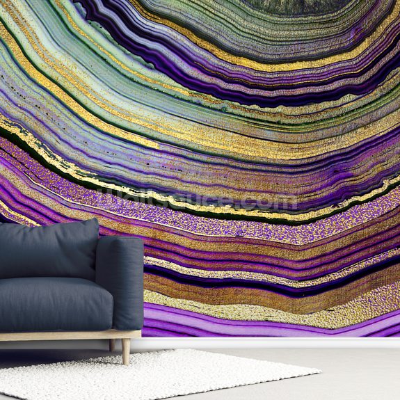 Plum Gold Geode Wallpaper | Wallsauce UK