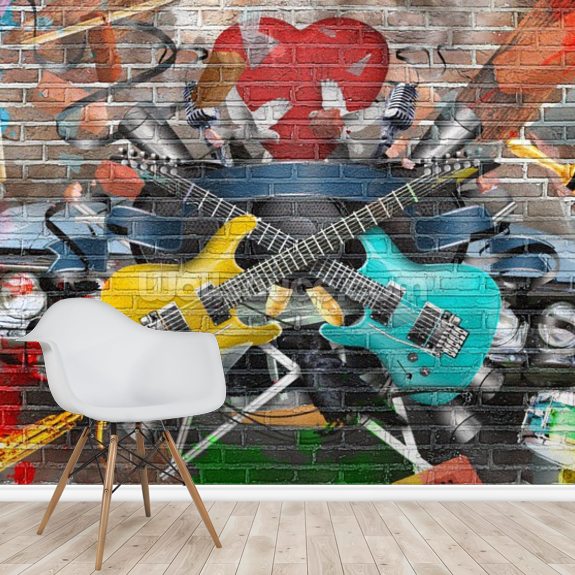 Graffiti Guitar Wall Mural Wallsauce AU