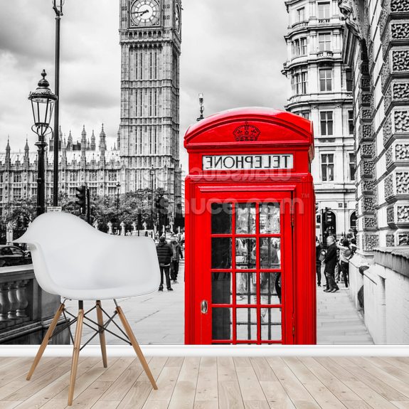 London Telephone Box Wallpaper Mural | Wallsauce UK