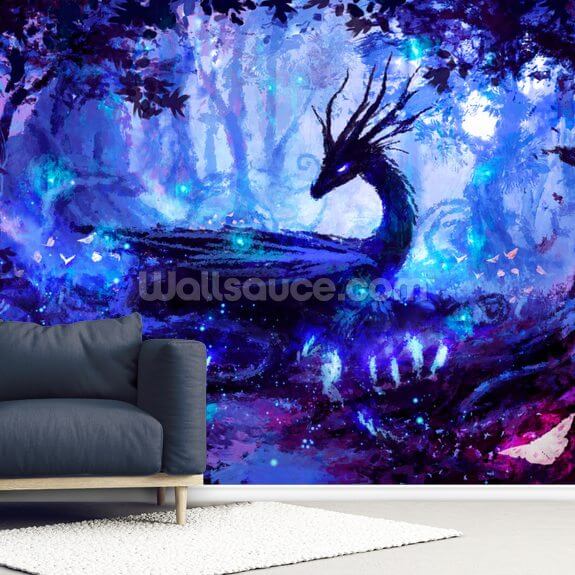Magical Dragon Forest Wall Mural Wallsauce UK