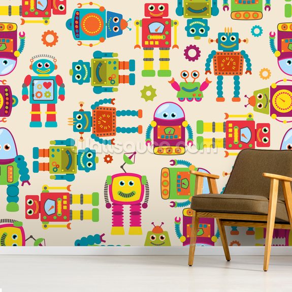 Cute Robots Wallpaper Wallsauce Us