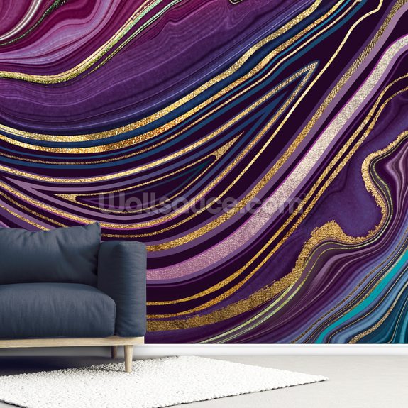 Purple Stripe Wall Mural Wallsauce UK