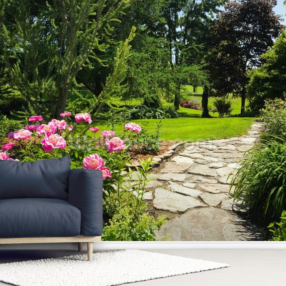 Pink Peony Garden Wall Mural Wallsauce UK