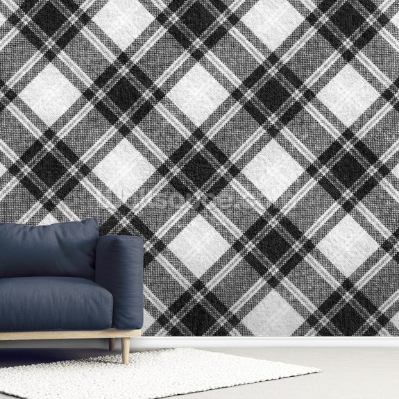 Black and White Tartan Wallpaper Wallsauce UK
