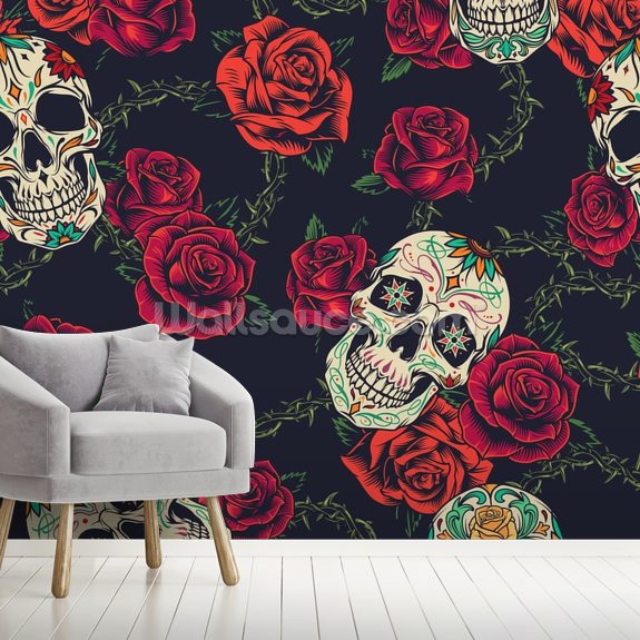 Wallpaper with skulls | Skulls themed wall murals