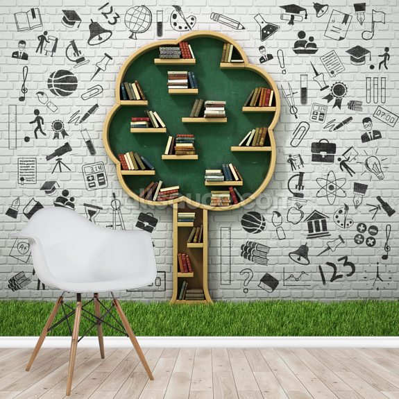 Estantería Tree Book Mural de pared Estantería Tree Book Papel pintado