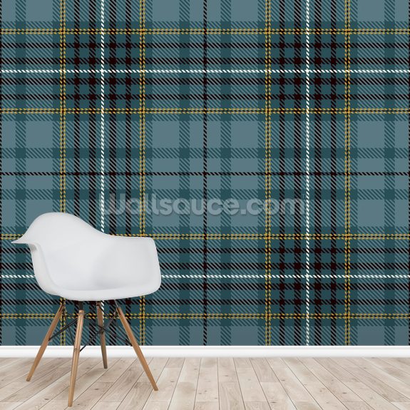 Teal and Mustard Tartan Wallpaper Wallsauce UK