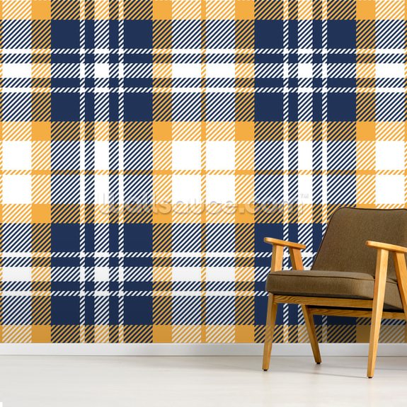 Navy and Mustard Pattern Wallpaper Wallsauce UK