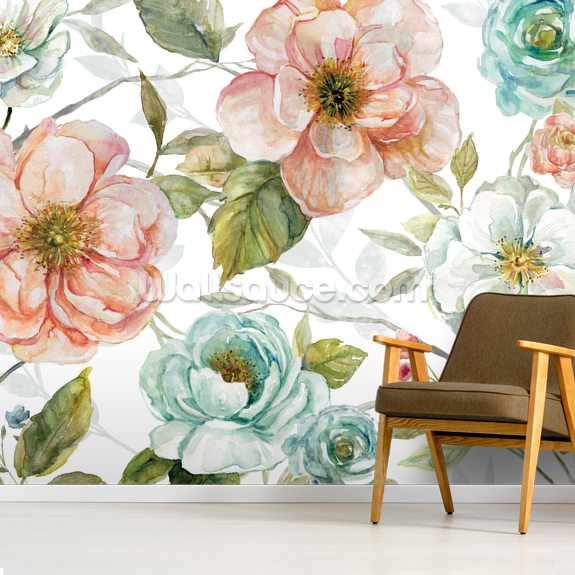 Cream and Peaches Wallpaper Wallsauce UK