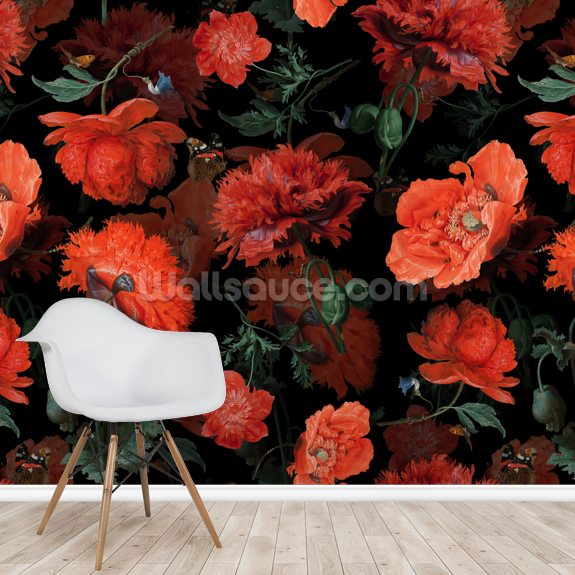 Red Poppies Wall Mural Wallsauce UK