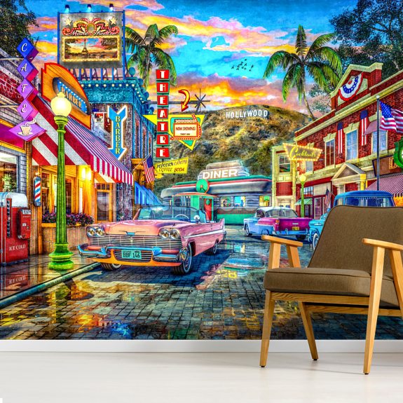 1950s Hollywood Street Wallpaper | Wallsauce EU