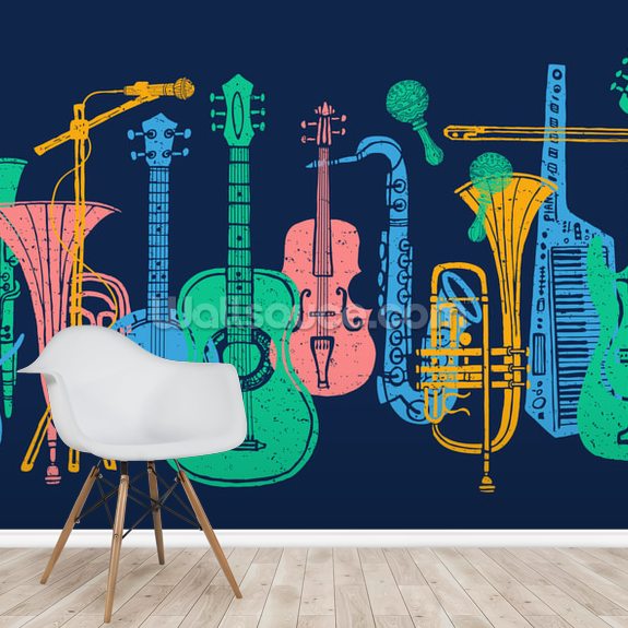Musical Instruments Wall Mural Wallsauce US