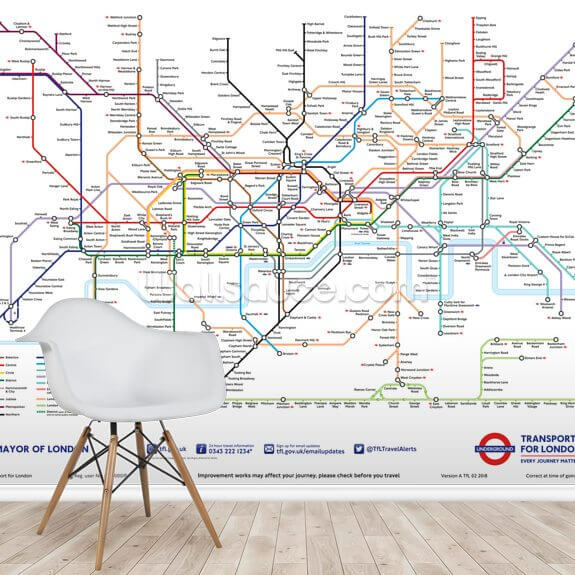 London Underground Map Wallpaper The London Tube Map Wallpaper Mural | Wallsauce Us