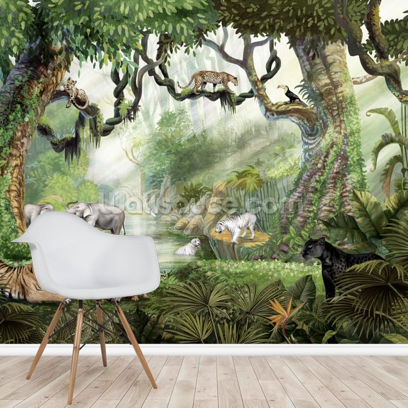 Jungle Cats Wall Mural Wallsauce UK