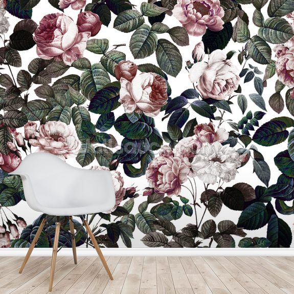 Dusty Pink Garden Wallpaper Wallsauce US