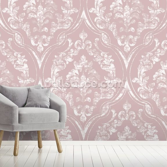 Dusty Pink Damask Wallpaper Wallsauce US