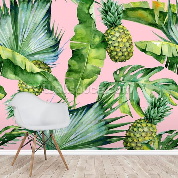 Fruity Pink Jungle Wall Mural Wallsauce EU