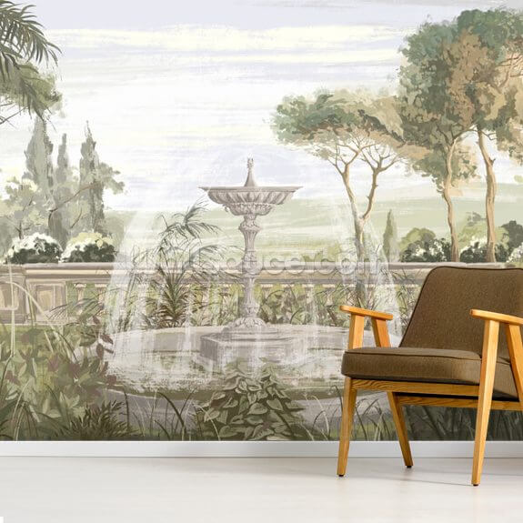 Sage Green Garden Wall Mural Wallsauce EU