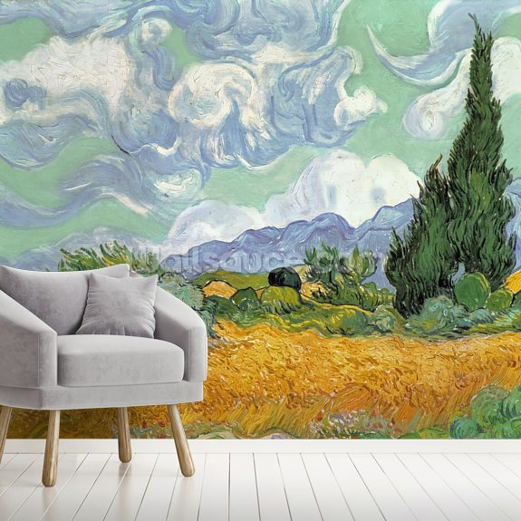 Van Gogh Wheatfield With Cypresses Wallpaper Wallsauce Us