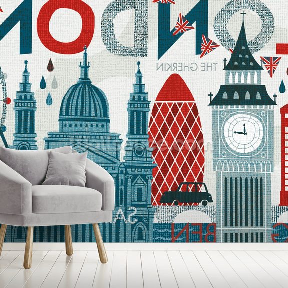 Hello London Wall Mural | Wallsauce UK