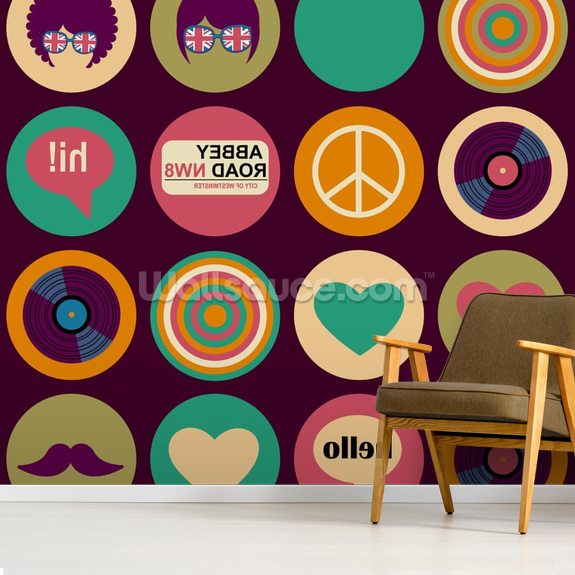 Pop Art British Musical Pattern Wallpaper Mural Wallsauce UK