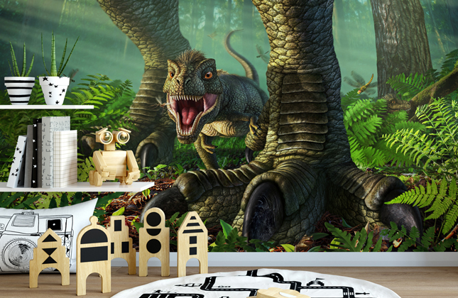 Dinosaur Forest Jurassic park T-rex Wallpaper Wall Mural Photo kids bedroom 