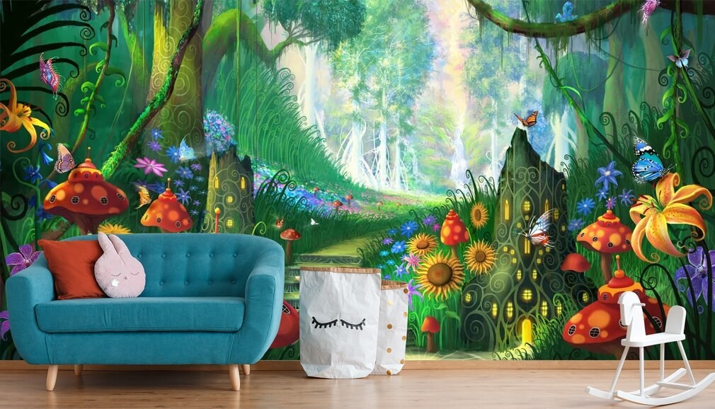 magical wallpaper in kids bedroom