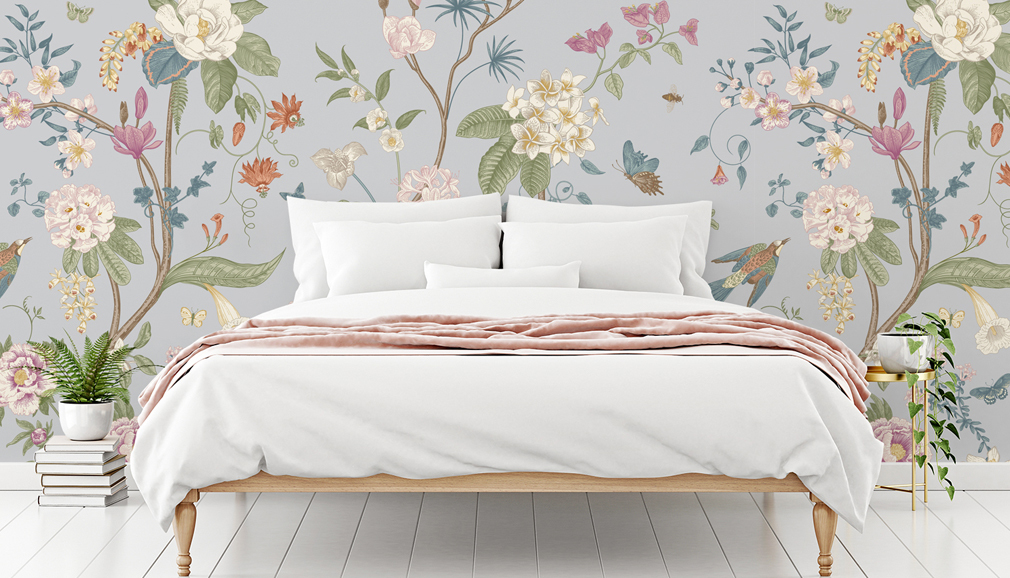 pastel chinoserie floral wallpaper