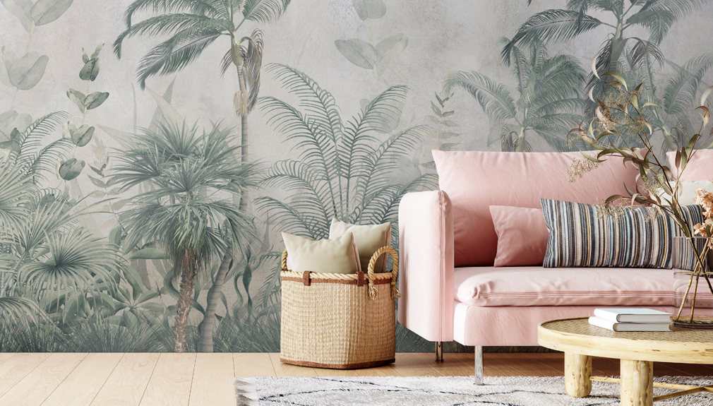 jungle wallpaper in living room