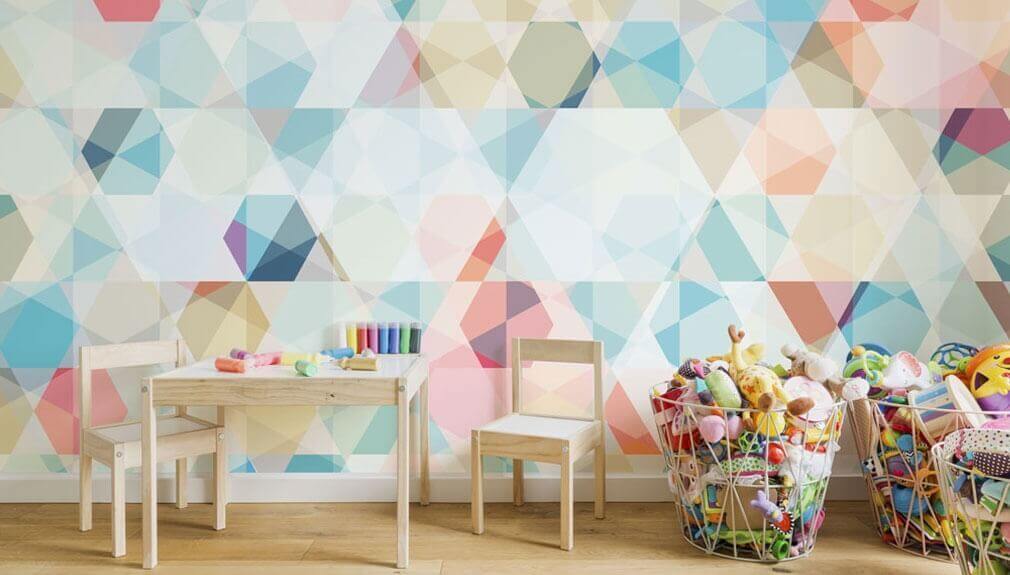 pattern wallpaper in kids room