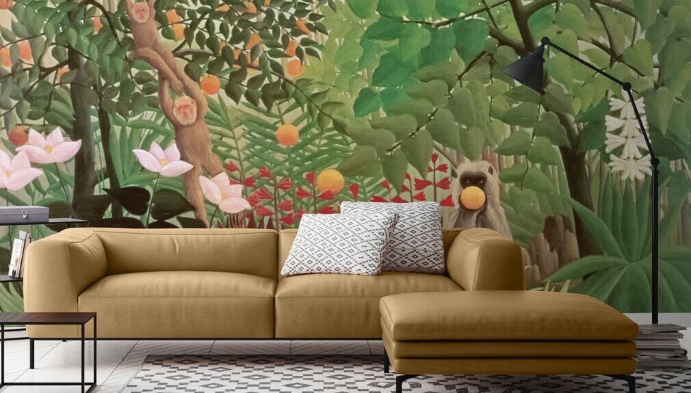 Henri Rousseau wallpaper in living room
