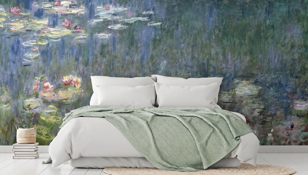 Monet wallpaper in bedroom