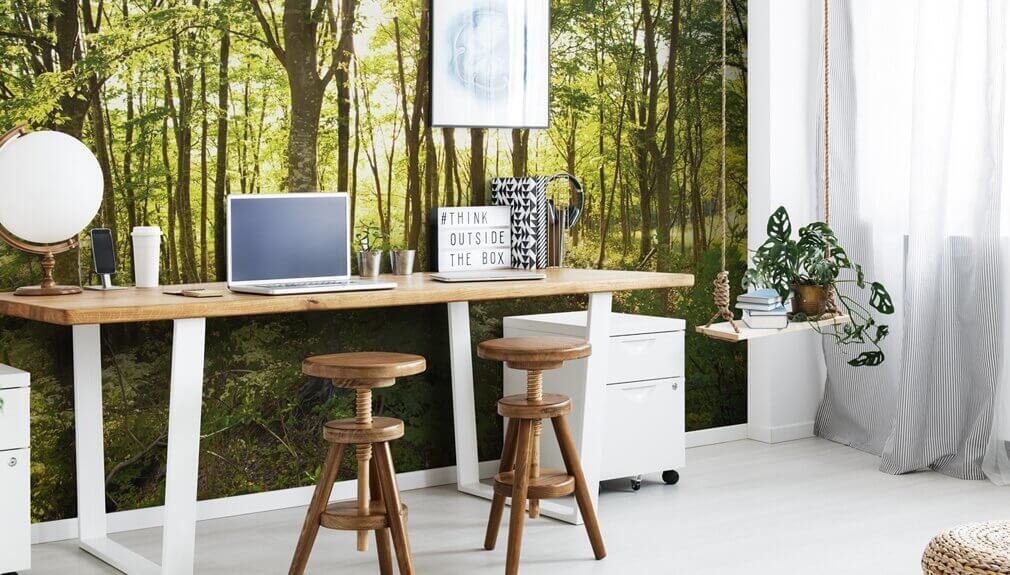 forest mural in home office