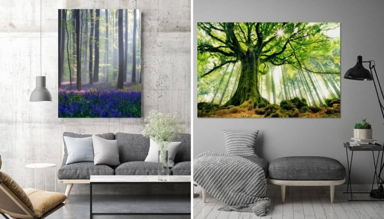 backed metal prints in home
