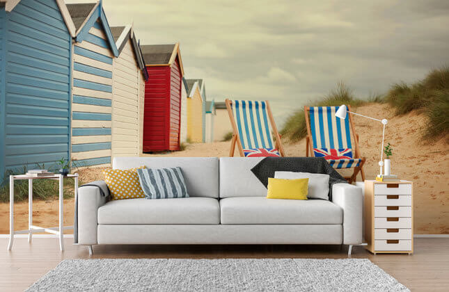 Beach Hut Wallpaper & Wall Murals | Wallsauce UK