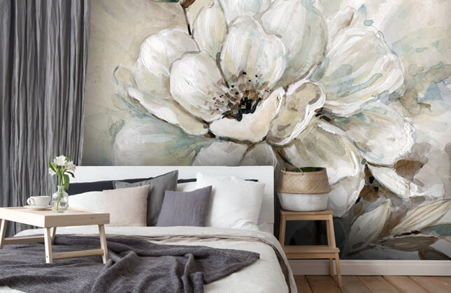 Oil Painting Big Flowers Floral Wall Mural Wall Decor Abstract Flowers Floral Wallpaper Wall Mural